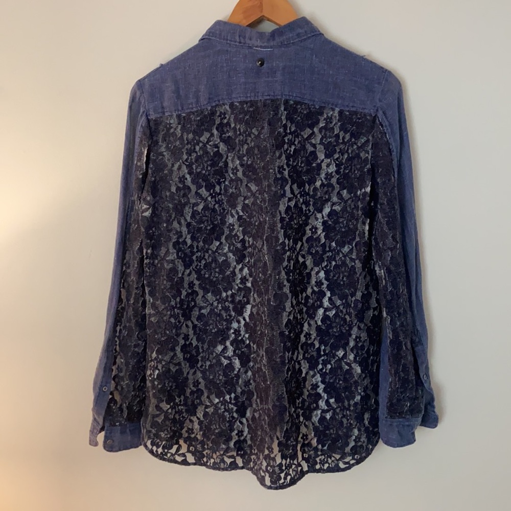 Diesel Soft Chambray And Lace Button Up Shirt. - image 4